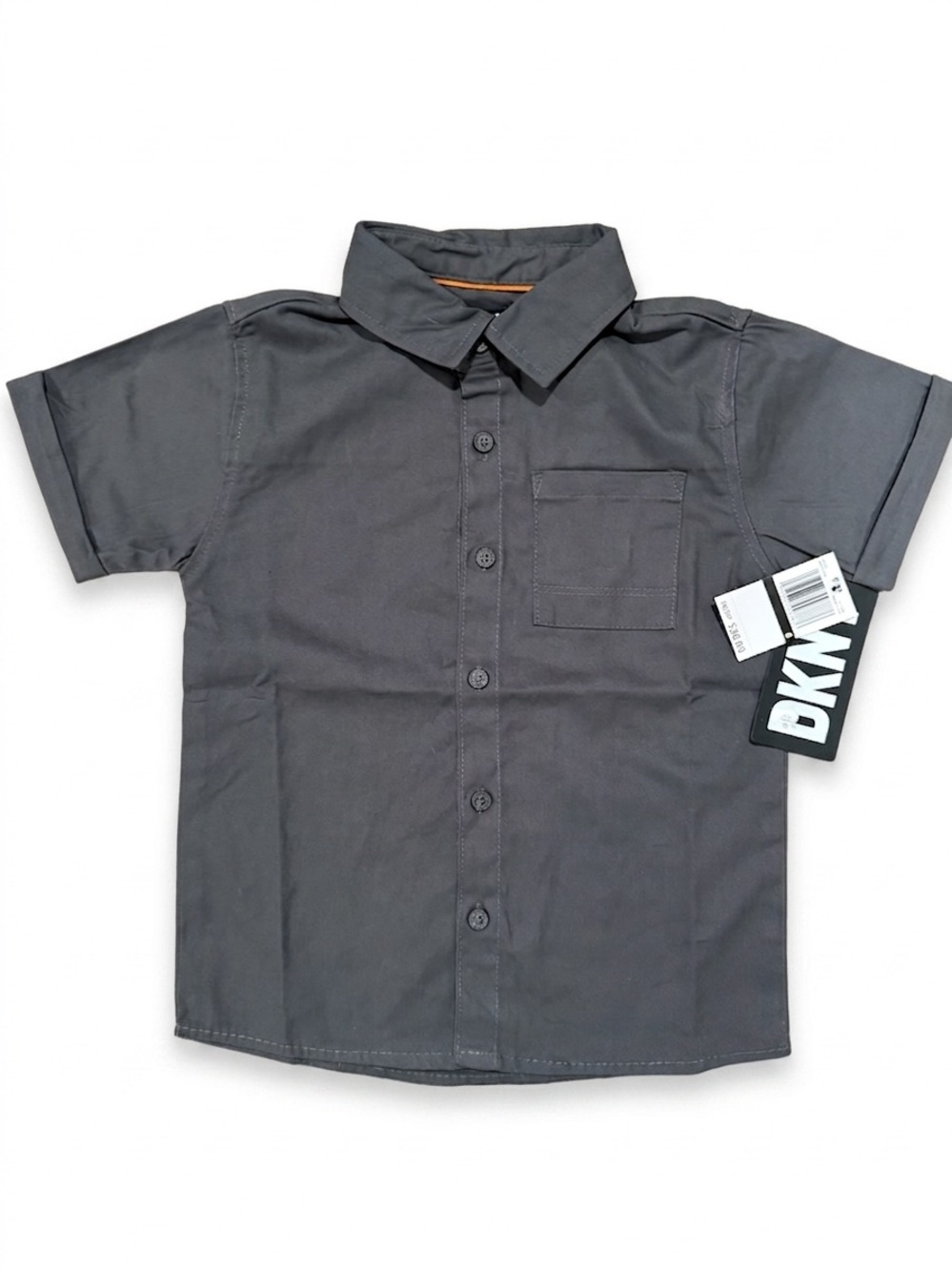 DKNY Kids Grey Short Sleeve Button Down Shirt NWT Size 5